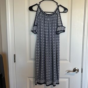 Elegant Navy Blue Patterned Dress